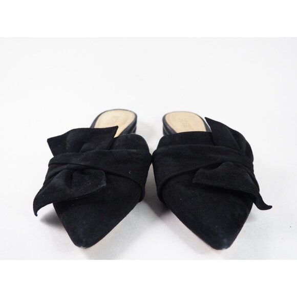 Schutz Black Suede Pointed Toe Bow Slides Flats, Size 7.5 (US) - Picture 2 of 10